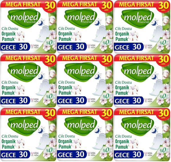 Molped Pure&Soft Hijyenik Ped Gece 270 (9PK*30) Adet Mega Pk - Image 1