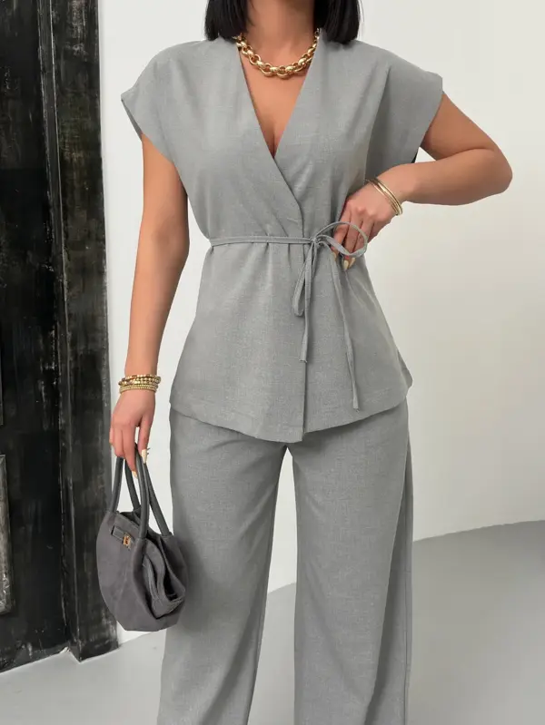 İNCE KUŞAKLI POLİVİSKON TAKIM - Image 1