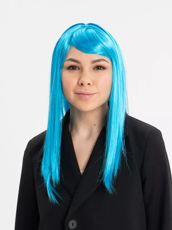 KENPAZAR Açık Mavi Renk Uzun Düz Parti Peruğu - Image 1