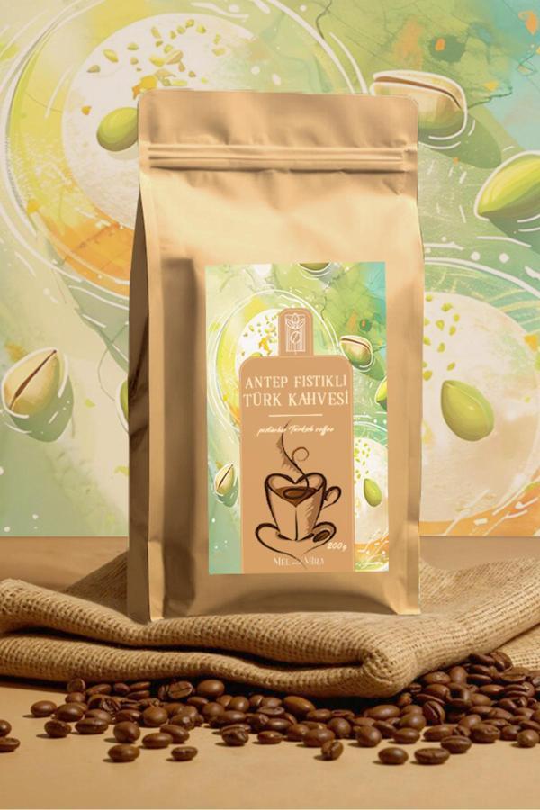 Mel And Mira Pistachio Turkish Coffee 200G, Antep Fıstığı Aromalı Türk Kahvesi - Image 1
