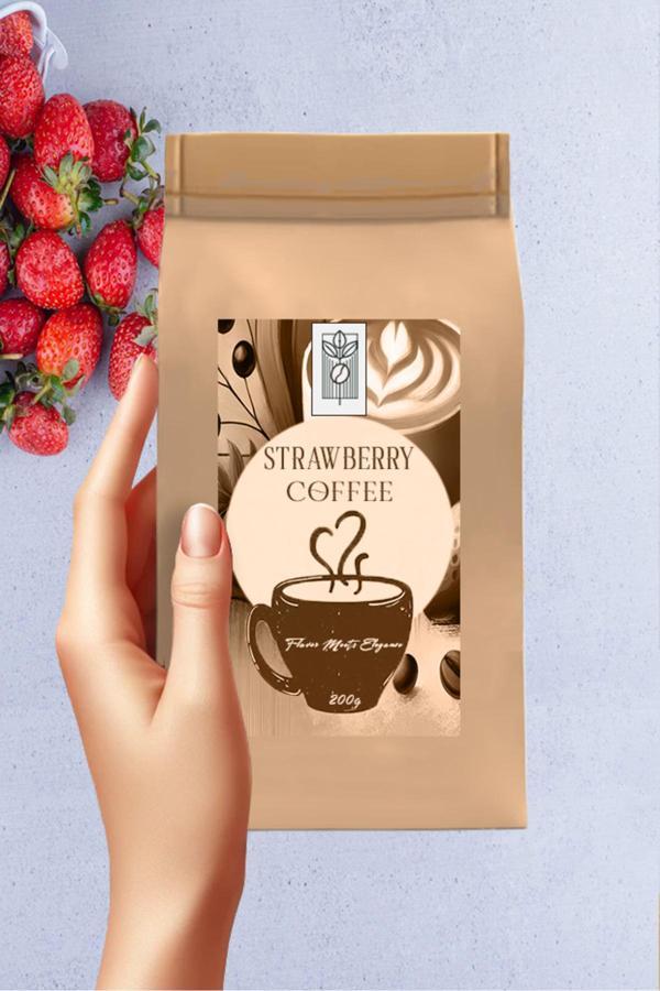 Mel And Mira Strawberry Bean Coffee 200G, Çilek Aromalı Çekirdek Kahve - Image 1