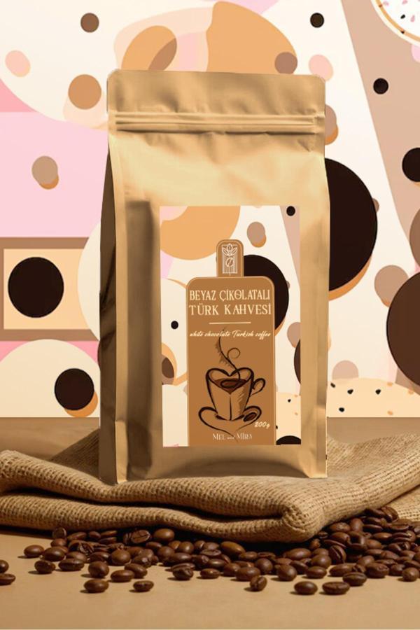 Mel And Mira White Chocolate Turkish Coffee 200G, Beyaz Çikolata Aromalı Türk Kahvesi - Image 1