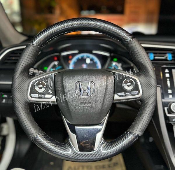 Honda Civic Fc5 Araca Özel Direksiyon Kılıfı (5D KRİSTAL KARBON SOFT NOKTA) - Image 1