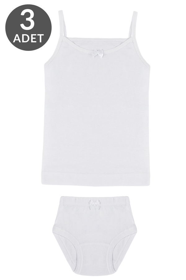 Tolin 3 Lü Paket %100 Pamuk Kız Çocuk Atlet Külot Takım 8422 - Image 1