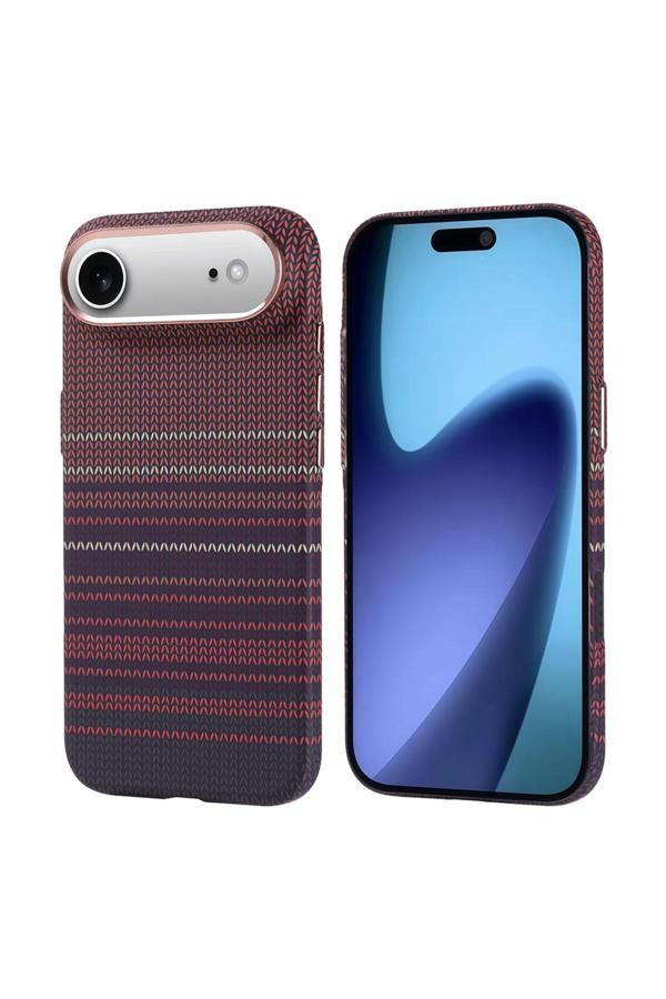 iPhone 17 Air Kılıf M-safe Şarj Özellikli Karbon Fiber Görünümlü KTH Nekst Kapak - Kırmızı - Image 1