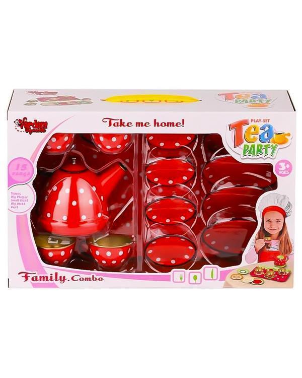 Vardem Puantiyeli Metal Çay Seti 15 Parça Kırmızı 2020B - Image 1