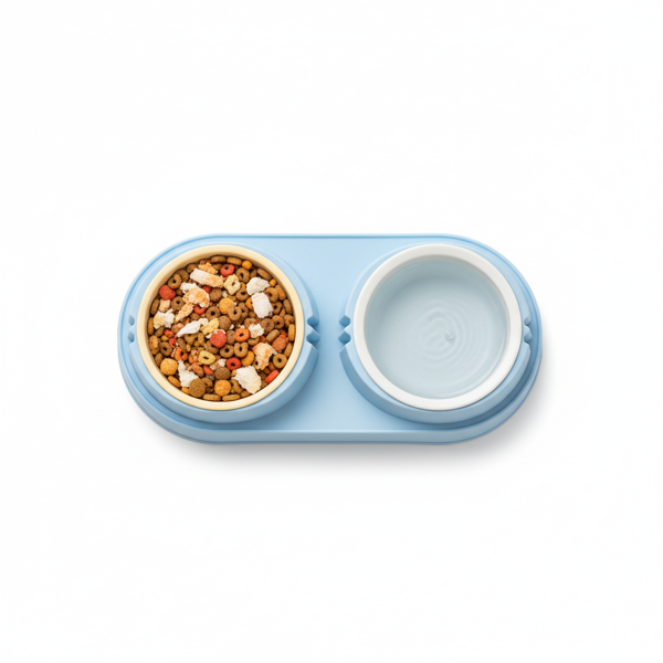Runaway Çift Bölmeli Mama ve Su Kabı - Kaymaz Tabanlı - Image 1