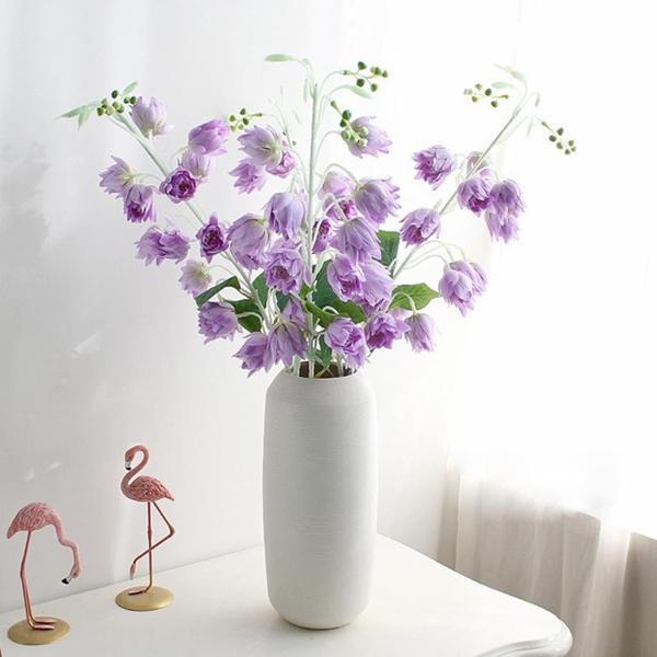 Yapay Çiçek Çan Çiçeği Lila 85cm Tek Dal Kumaş Çiçek Uzun Dal - Image 1