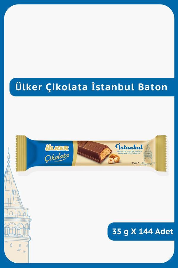 Çikolata İSTANBUL Baton-Fındıklı Dolgulu, Çıtır Kadayıflı ve Baklavalı Çikolata-35 gram-144 Adet - Image 1