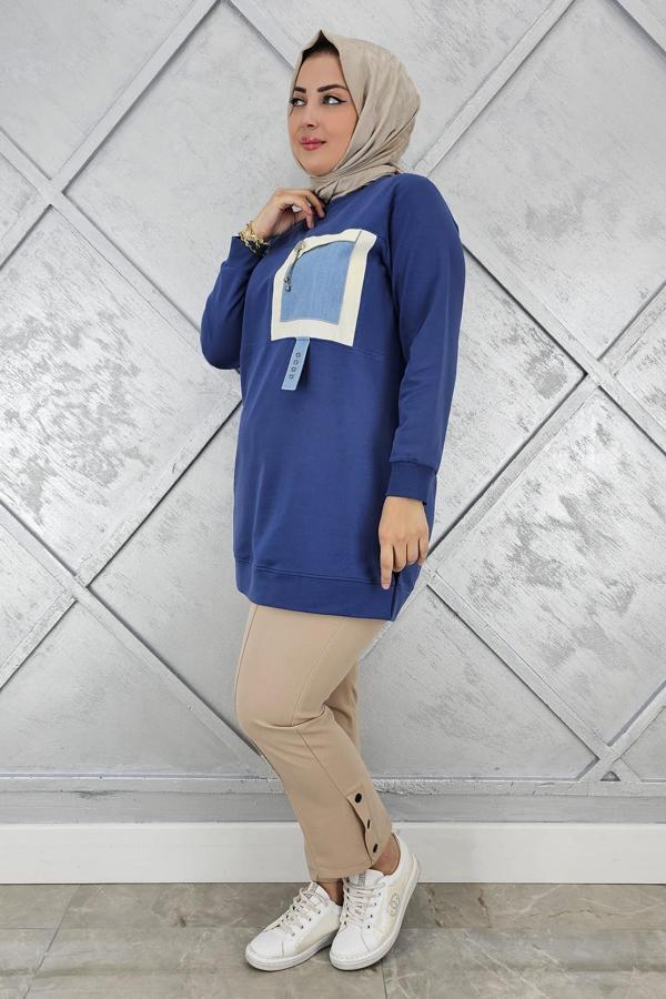 KADIN KOMBİNLİ SALLANTI AKSESUAR DETAYLI TESETTÜR TUNİK - Image 1
