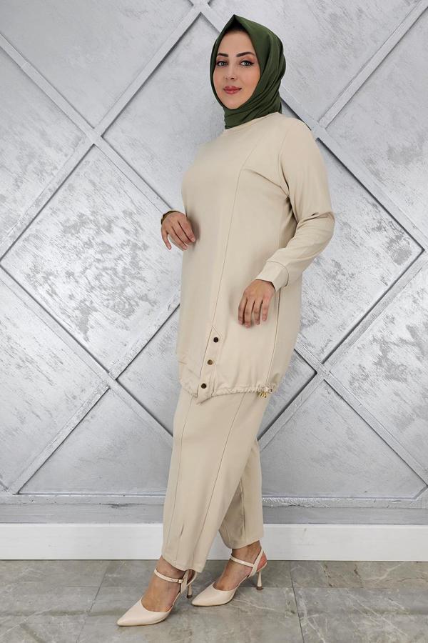 KADIN DÜĞME BAĞCIK DETAYLI TESETTÜR TAKIM - Image 1