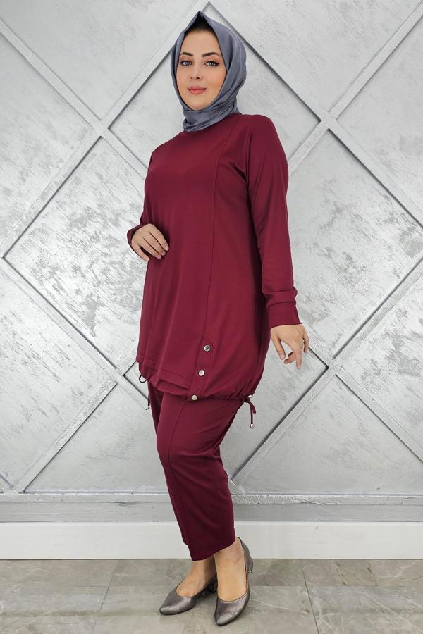 KADIN DÜĞME BAĞCIK DETAYLI TESETTÜR TAKIM - Image 1
