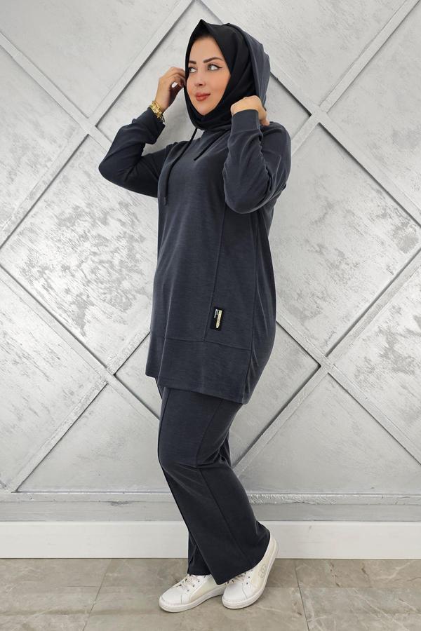 KADIN KAPÜŞONLU ARMA DETAYLI TESETTÜR TAKIM - Image 1