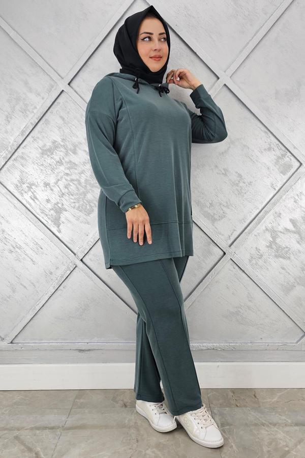 KADIN KAPÜŞONLU ARMA DETAYLI TESETTÜR TAKIM - Image 1