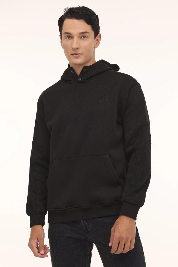 Lotto M-Angulo Hoodie 4PR Siyah Erkek Sweatshirt 101887417 - Image 1