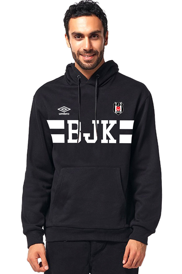 Umbro Beşiktaş Kapşonlu Erkek Siyah Basketbol Sweatshirt 2024/25 - Image 1