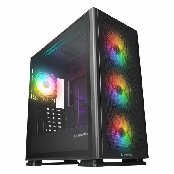 Rampage Vanguard V2 Black USB 3.2 RGB eATX Mid Tower Siyah Kasa - Image 1