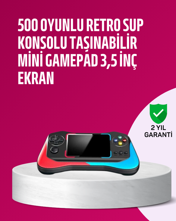 500 Oyunlu 3,5” Elde Taşınabilir Mini Oyun Konsolu – Şarjlı, TV Bağlantılı - Image 1