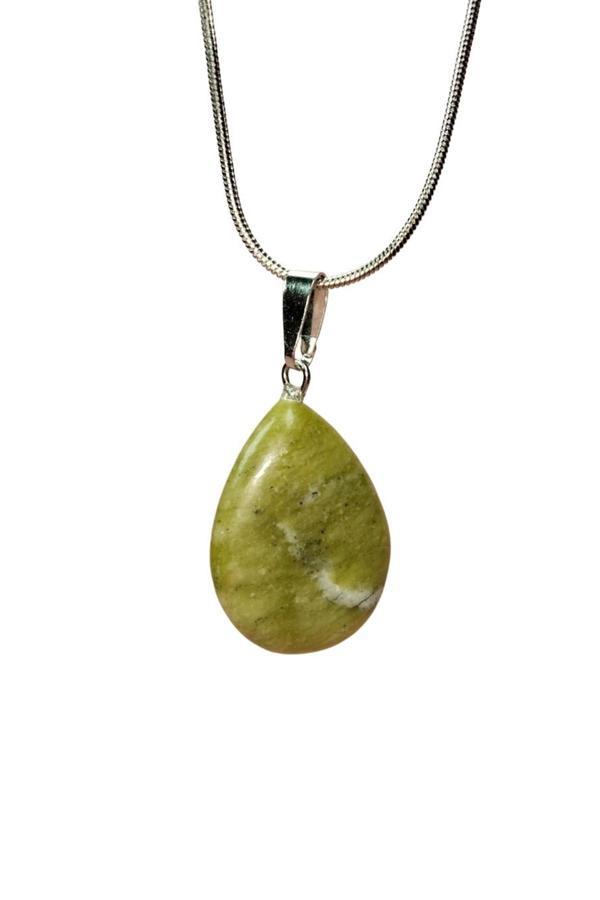 Akuamarin Doğal Taşı Zincirli El Yapımı Kolye Uç: 3 cm Zincir: 20 cm Kutulu - Image 1