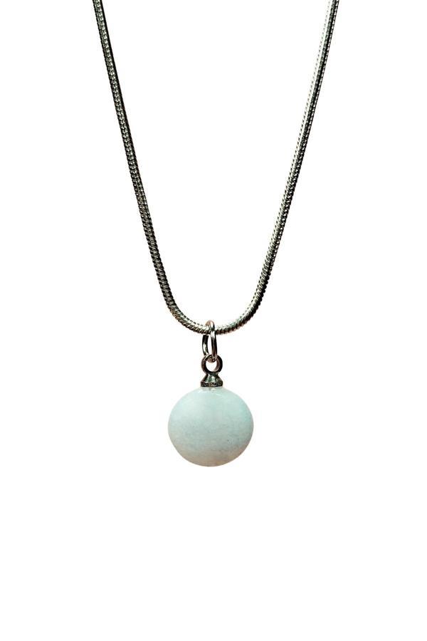 Kalsedon Doğal Taşı Zincirli El Yapımı Kolye Uç: 1,5 cm Zincir: 20 cm Kutulu - Image 1