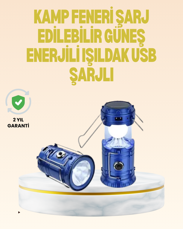 Katlanabilir USB Çıkışlı Kamp Feneri – Şarj Edilebilir, Dayanıklı ve Çok Fonksiyonlu - Image 1