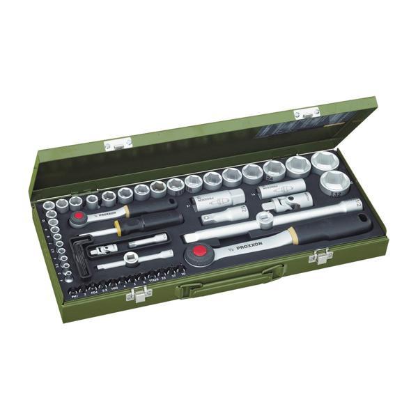 Proxxon 23040 1/4" 1/2" Cırcır Kollu 56 Parça Lokma Allen ve Bits Takımı - Image 1