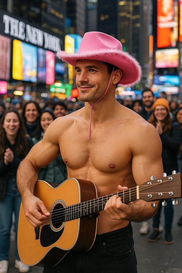 Pembe Tüylü Kovboy Şapkası Ayarlanabilir Pembe İpli Yetişkin Boy Parti Kostüm Aksesuarı - Image 1