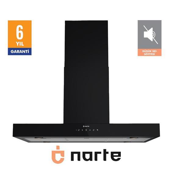 NARTE -HI30190B 90 CM SIYAH ADA TİPİ DAVLUMBAZ -6 YIL GARANTİLİ -YÜKSEK PERFORMANS - Image 1