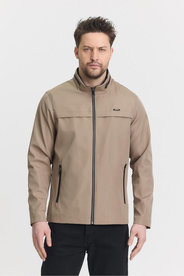 Sivaist Krem Erkek Pamuk Polyester Karışımlı Su Ve Rüzgar Geçirmez Mevsimlik&Yazlık Mont - Image 1