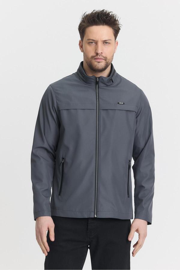 Sivaist Gri Erkek Pamuk Polyester Karışımlı Su Ve Rüzgar Geçirmez Mevsimlik&Yazlık Mont - Image 1