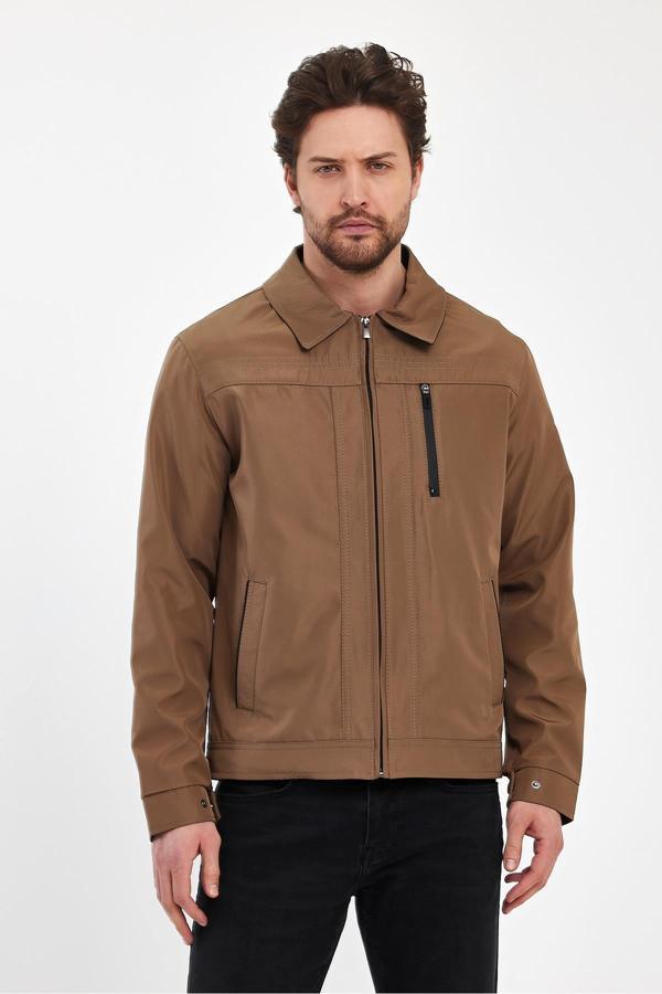 Sivaist Erkek Kahverengi Hakim Yaka Çok Cepli Su Ve Rüzgar İtici Mevsimlik Mont&Ceket - Image 1