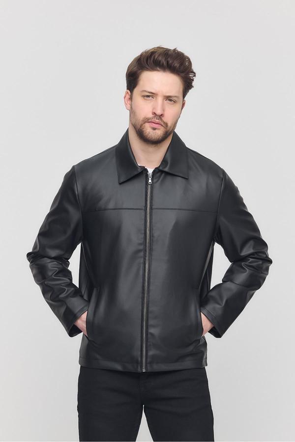 Sivaist Siyah Erkek Basic Suni Deri Yazlık Ceket&Mont - Image 1