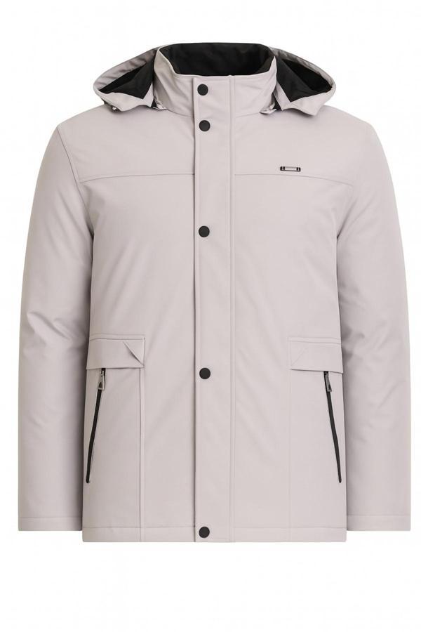 Sivaist Erkek Beyaz %100 Su Ve Rüzgar Geçirmez Kürklü Çıkartılabilir Kapüşonlu Mont&Kaban - Image 1