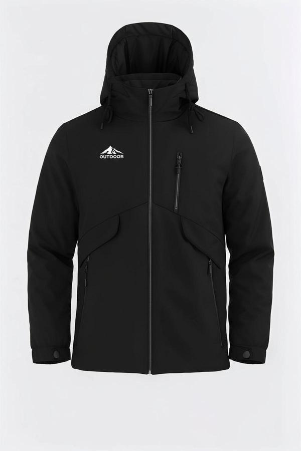 Sivaist Erkek Siyah Outdoor Su İtici Kapüşonlu Kaban – Rüzgar Geçirmez, Hafif Ve Dayanıklı - Image 1