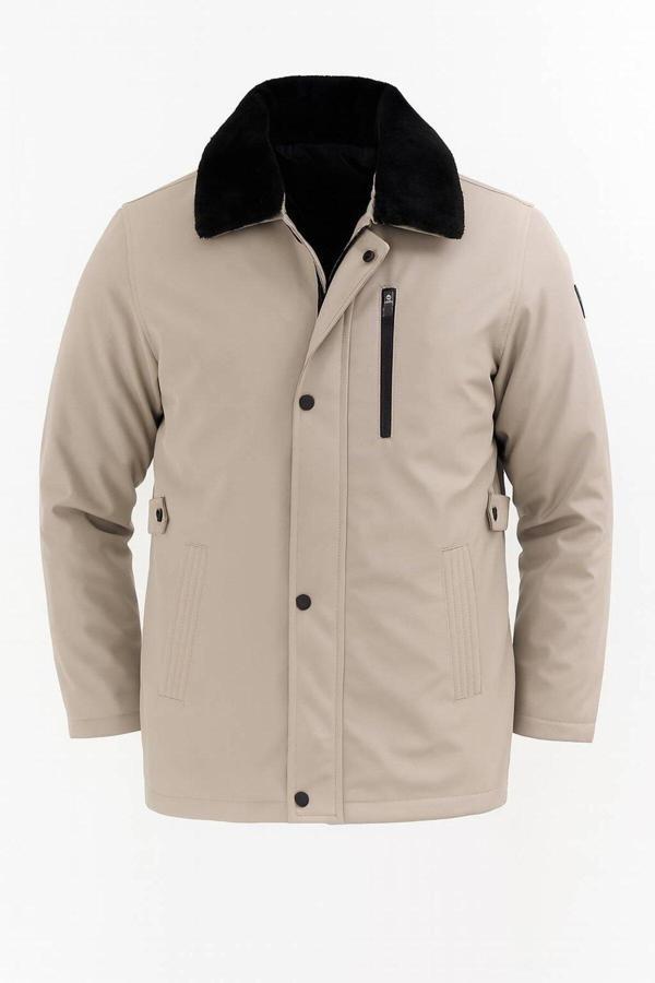 Sivaist Erkek Krem Yakası Çıkartılabilir Kürklü Su İtici İçi Kürklü Kaban – Rüzgar Geçirmez, Hafif Ve Dayanı - Image 1