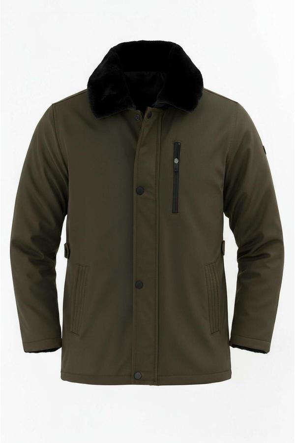 Sivaist Erkek Yeşil Yakası Çıkartılabilir Kürklü Su İtici İçi Kürklü Kaban – Rüzgar Geçirmez, Hafif Ve Dayan - Image 1