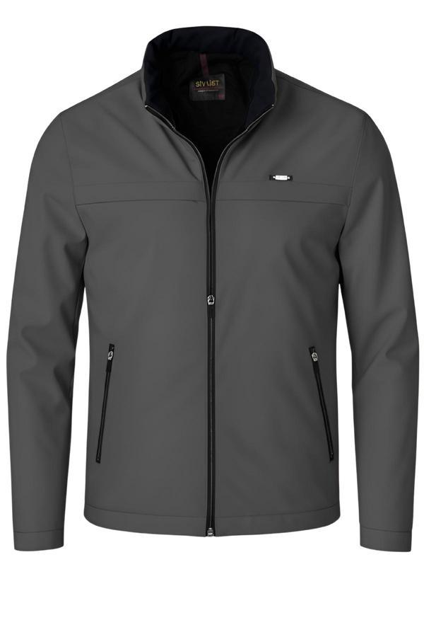 Sivaist Erkek Gri Pamuk Polyester Karışımlı Su İtici İçi Kürklü Kaban – Rüzgar Geçirmez, Hafif Ve Dayanıklı - Image 1