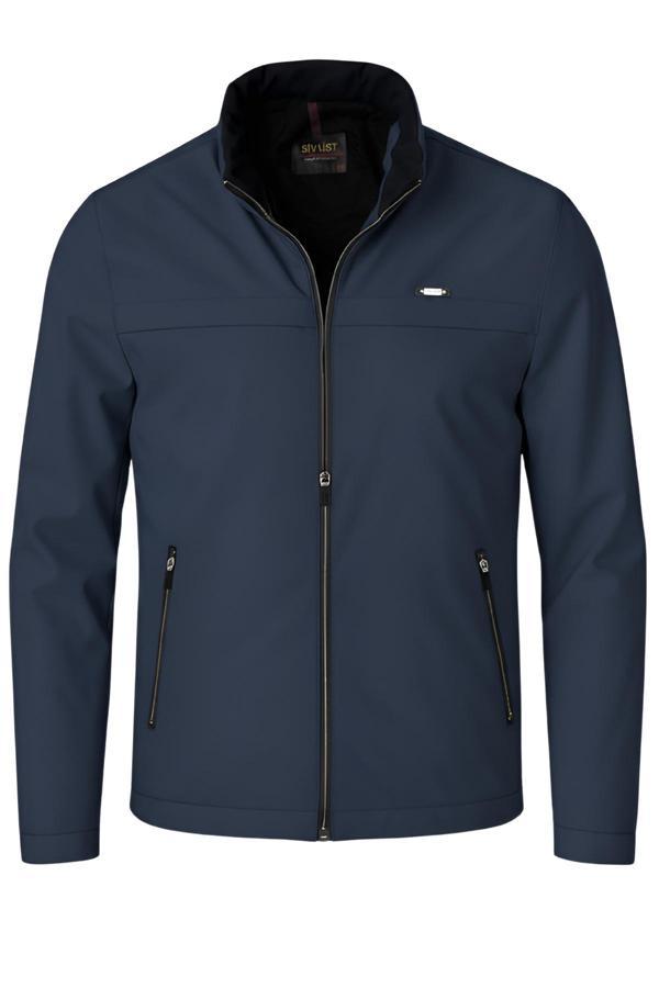 Sivaist Erkek Lacivert Pamuk Polyester Karışımlı Su İtici İçi Kürklü Kaban – Rüzgar Geçirmez, Hafif Ve Dayan - Image 1