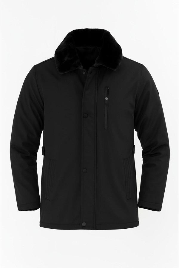 Sivaist Erkek Siyah Yakası Çıkartılabilir Kürklü Su İtici İçi Kürklü Kaban – Rüzgar Geçirmez, Hafif Ve Dayan - Image 1