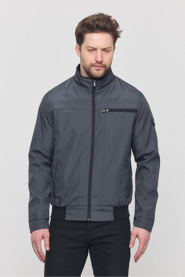 Sivaist Erkek Antrasit Mevsimlik Triko Detaylı Fermuarlı İç Cepli Mont&Ceket - Image 1