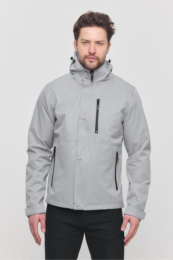 Sivaist Gri Erkek Sabit Kapüşonlu Mont&Kaban - Image 1