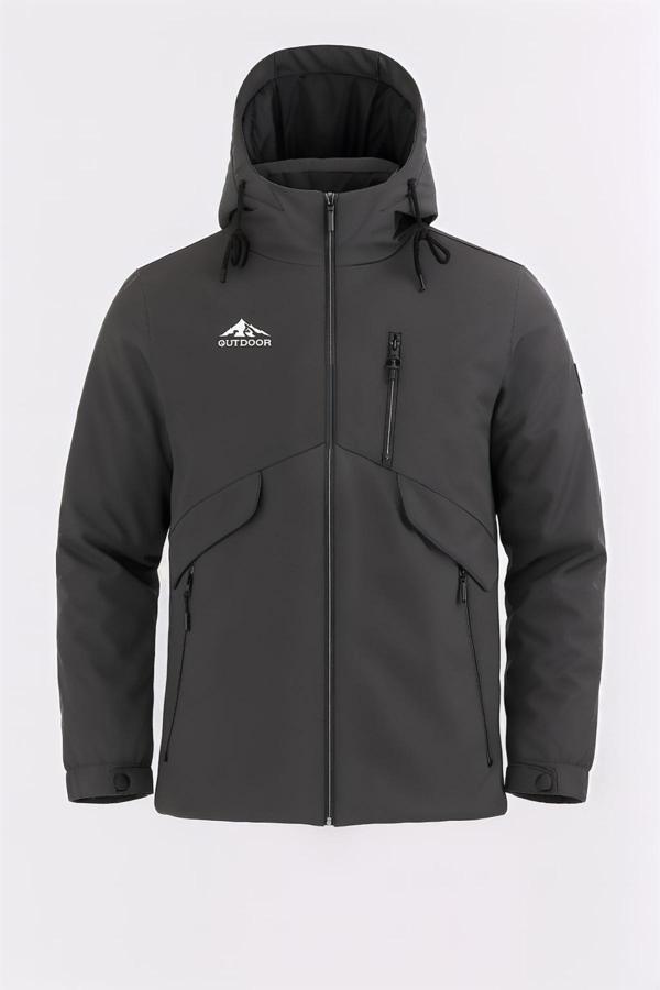 Sivaist Erkek Gri Outdoor Su İtici Kapüşonlu Kaban – Rüzgar Geçirmez, Hafif Ve Dayanıklı - Image 1