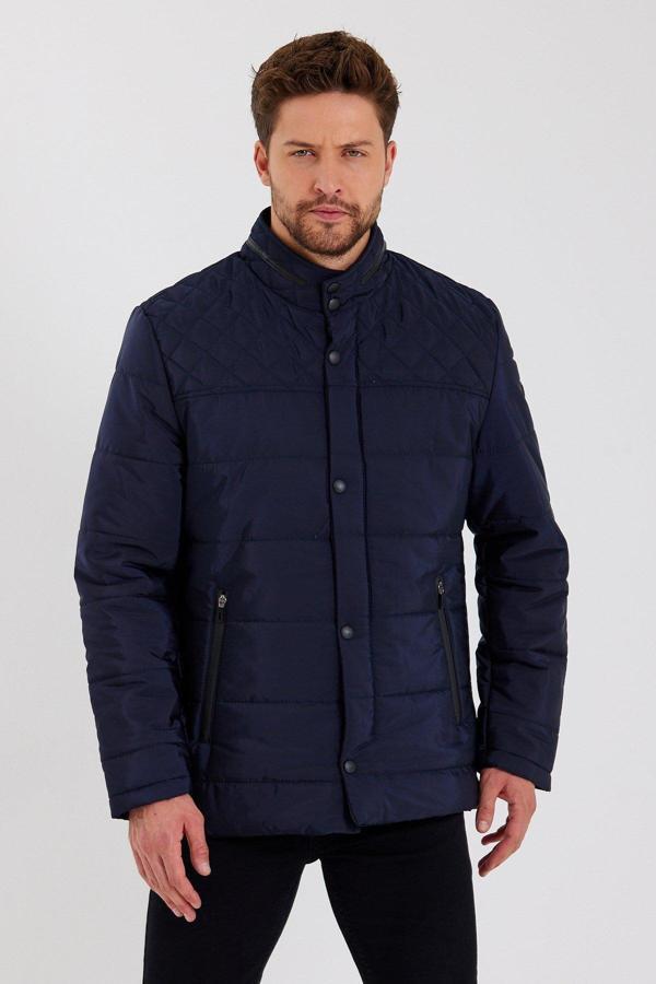 Sivaist Erkek Lacivert Regular İç Cepli İçi Kürklü Yıkanabilir Regular Kapitone Mont&Kaban - Image 1