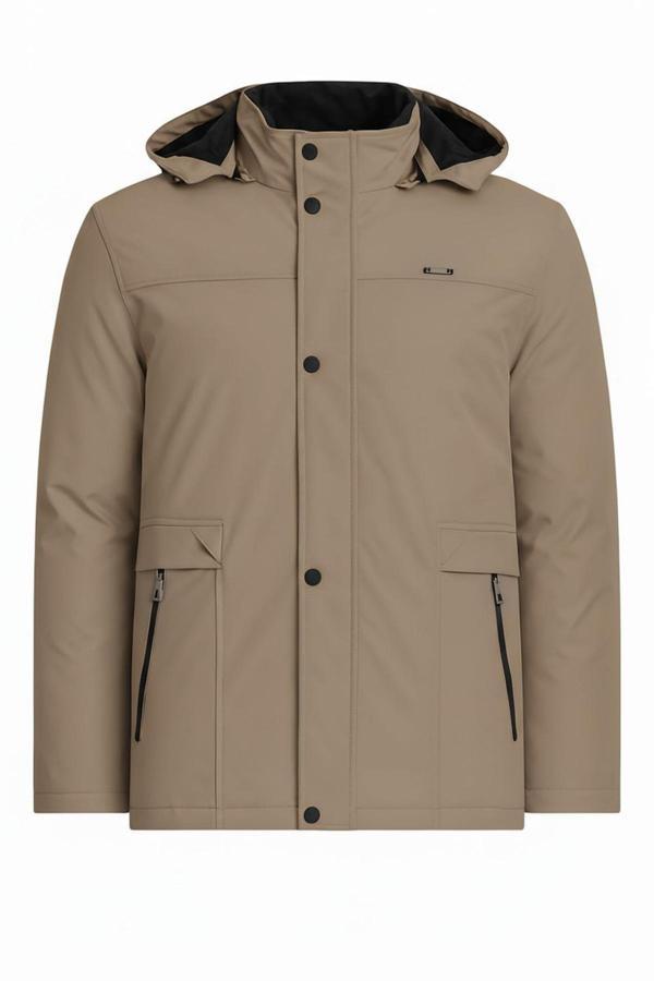 Sivaist Erkek Krem %100 Su Ve Rüzgar Geçirmez Kürklü Çıkartılabilir Kapüşonlu Mont&Kaban - Image 1