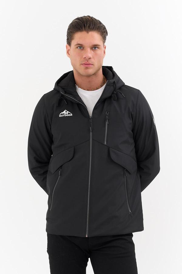 Sivaist Erkek Siyah Outdoor Su İtici Kapüşonlu Kaban – Rüzgar Geçirmez, Hafif Ve Dayanıklı - Image 1