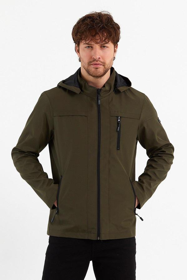 Sivaist Yeni Sezon Erkek Yeşil Kapüşonlu İç Cepli Su Ve Rüzgar Geçirmez Mevsimlik&Yazlık Mont - Image 1