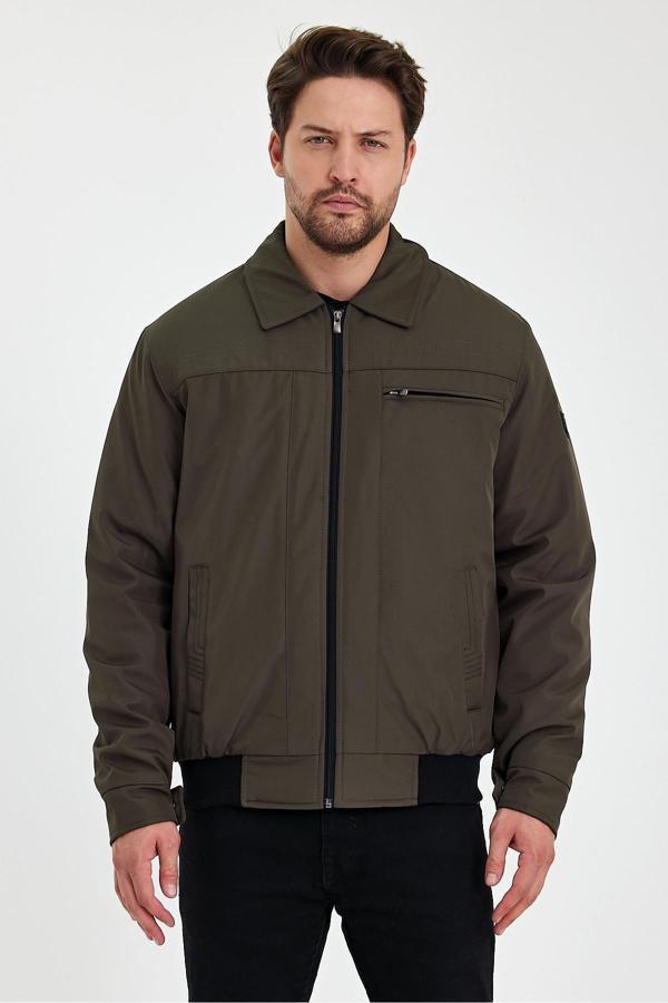 Sivaist Yeşil İçi Kalın Kürklü Klasik Yakalı Rüzgar Ve Su Geçirmez Mont&Kaban - Image 1