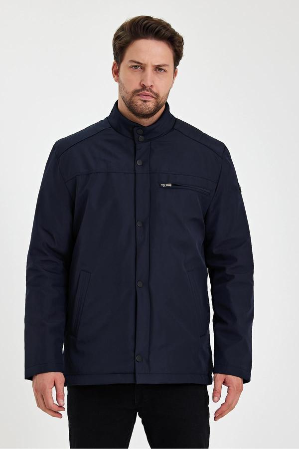 Sivaist Lacivert İçi Kalın Kürklü Klasik Rüzgar Ve Su Geçirmez Mont&Kaban - Image 1