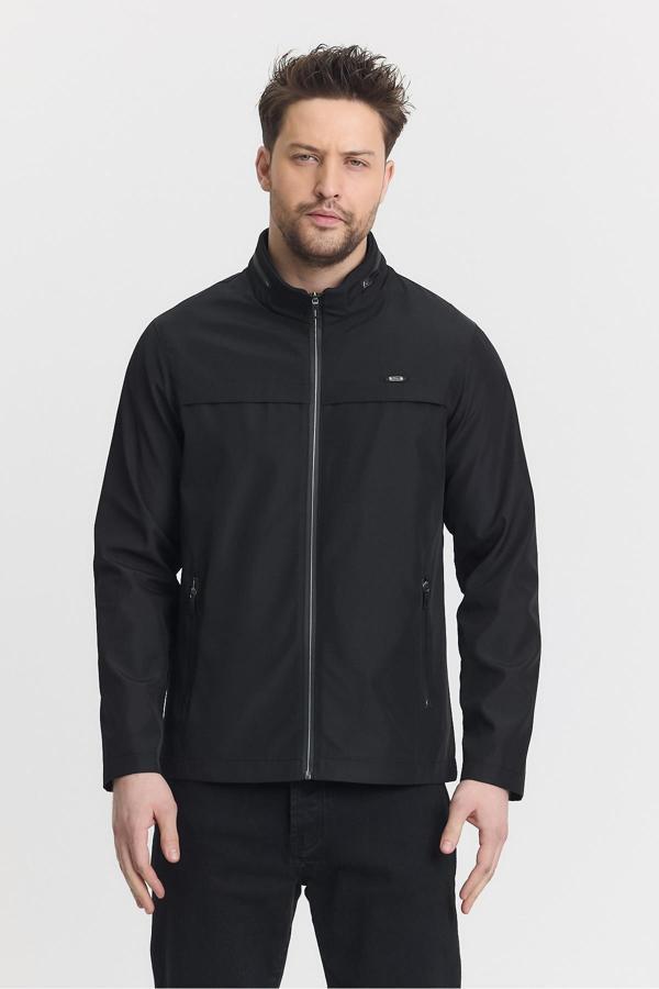 Sivaist Siyah Erkek Pamuk Polyester Karışımlı Su Ve Rüzgar Geçirmez Mevsimlik&Yazlık Mont - Image 1