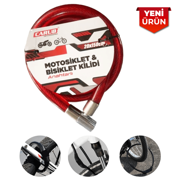 Anahtarlı Bisiklet Kilidi - 20x150cm 0111 - Image 1